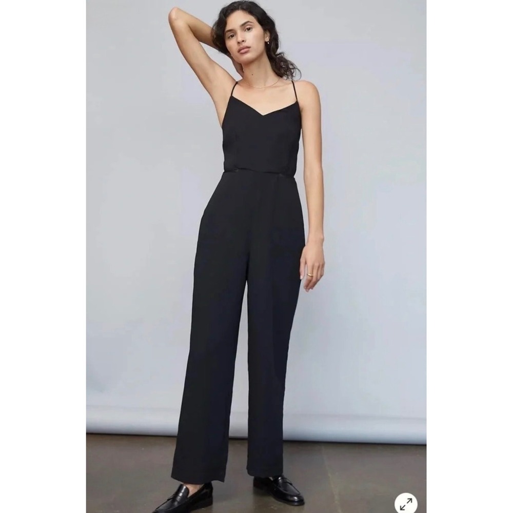 Maeve by Anthropologie Magdalena Black  Spaghetti‎ Strap Wide Leg Jump suit 2P